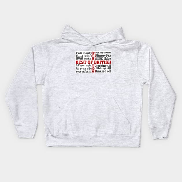 English slang on the St George's Cross flag Kids Hoodie by mailboxdisco